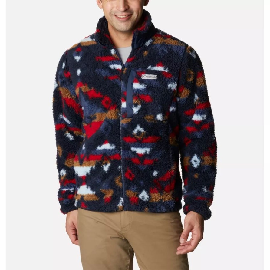 Collegiate Navy Rocky Mountain Print Winterpass Bedruckte Fleecejacke Für Herren Columbia