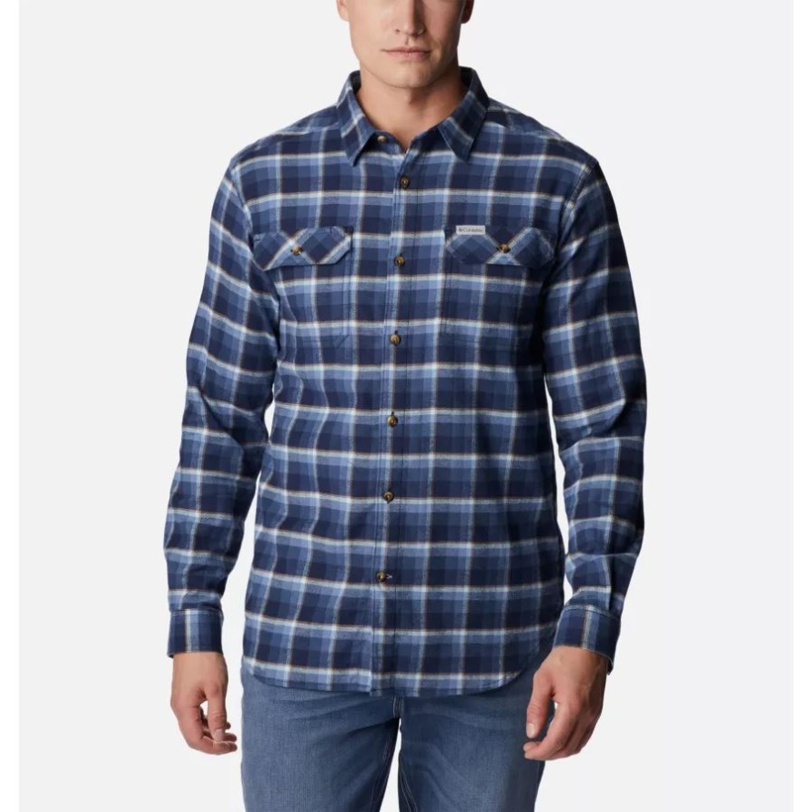 Collegiate Navy Shadow Plaid Columbia Flare Gun Stretch-Flanellhemd Für Herren