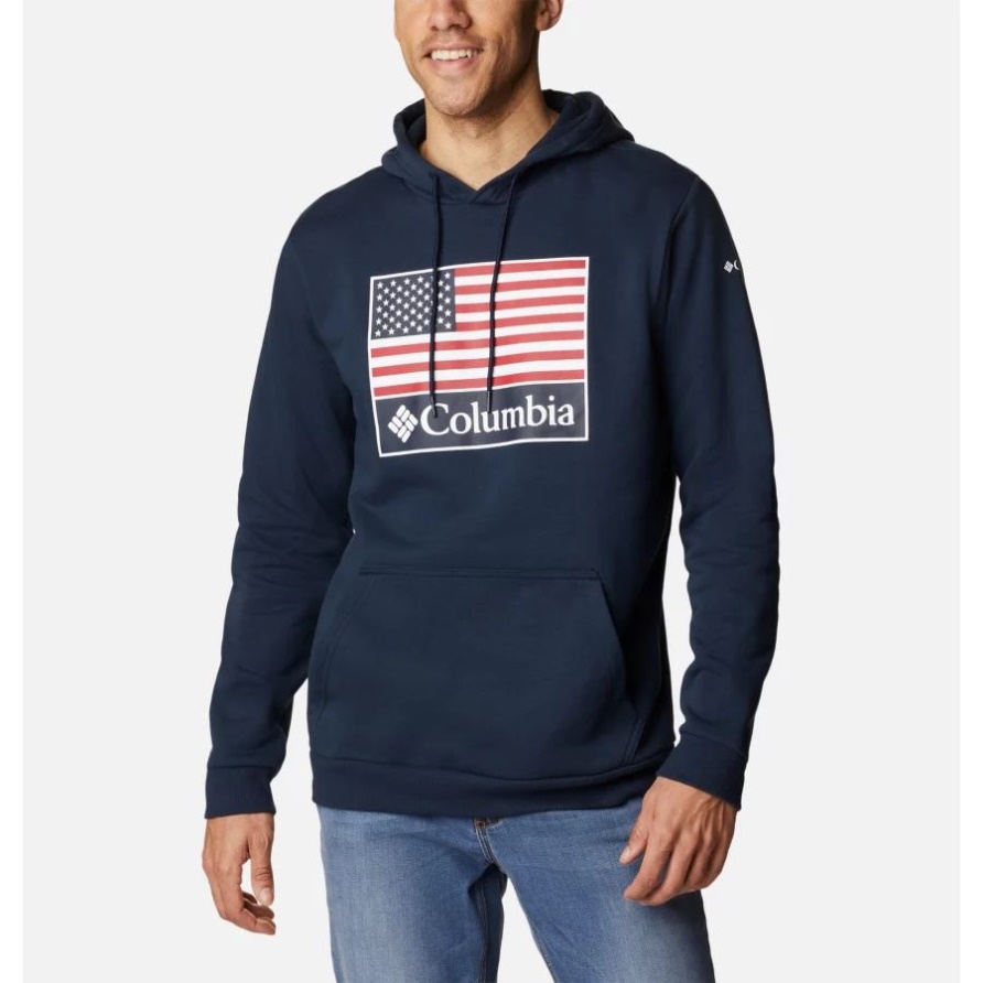 Collegiate Navy/US-Flaggen-Stempelgrafik Columbia-Herren-CSC-Land-Logo-Hoodie