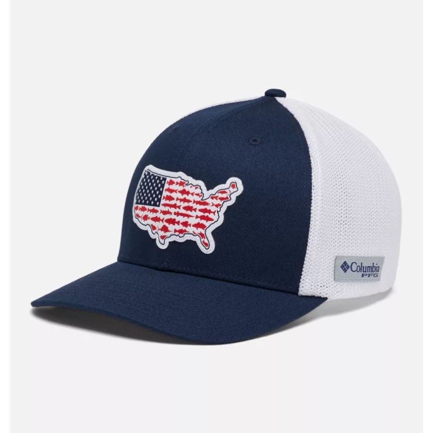 Collegiate Navy/usa Patch Columbia Pfg Mesh Stateside Ball Cap