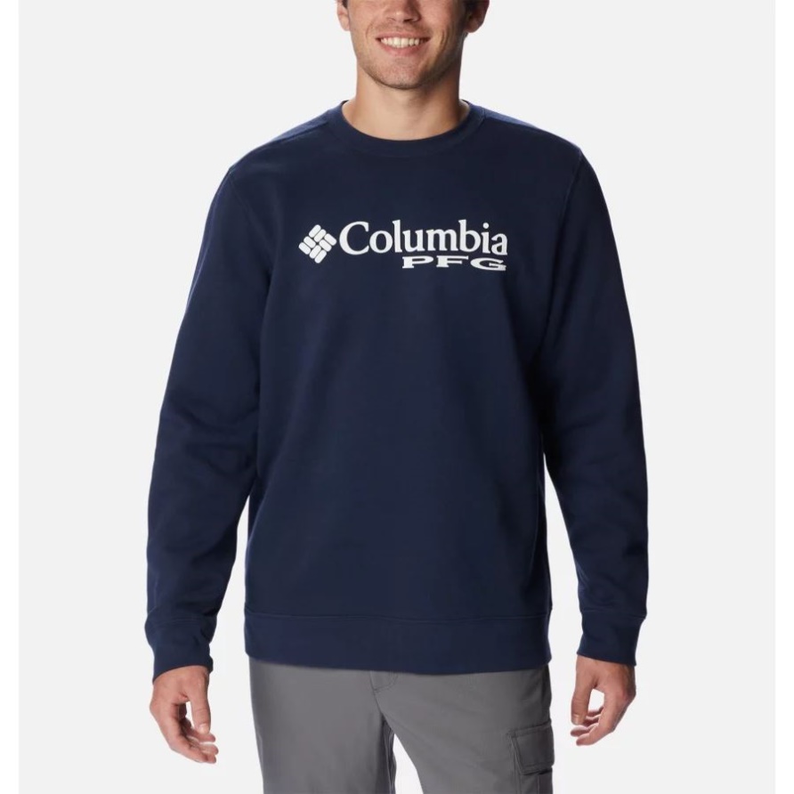 Collegiate Navy/white Columbia Herren-pfg-sweatshirt Mit Gestapeltem Logo Und Rundschaft