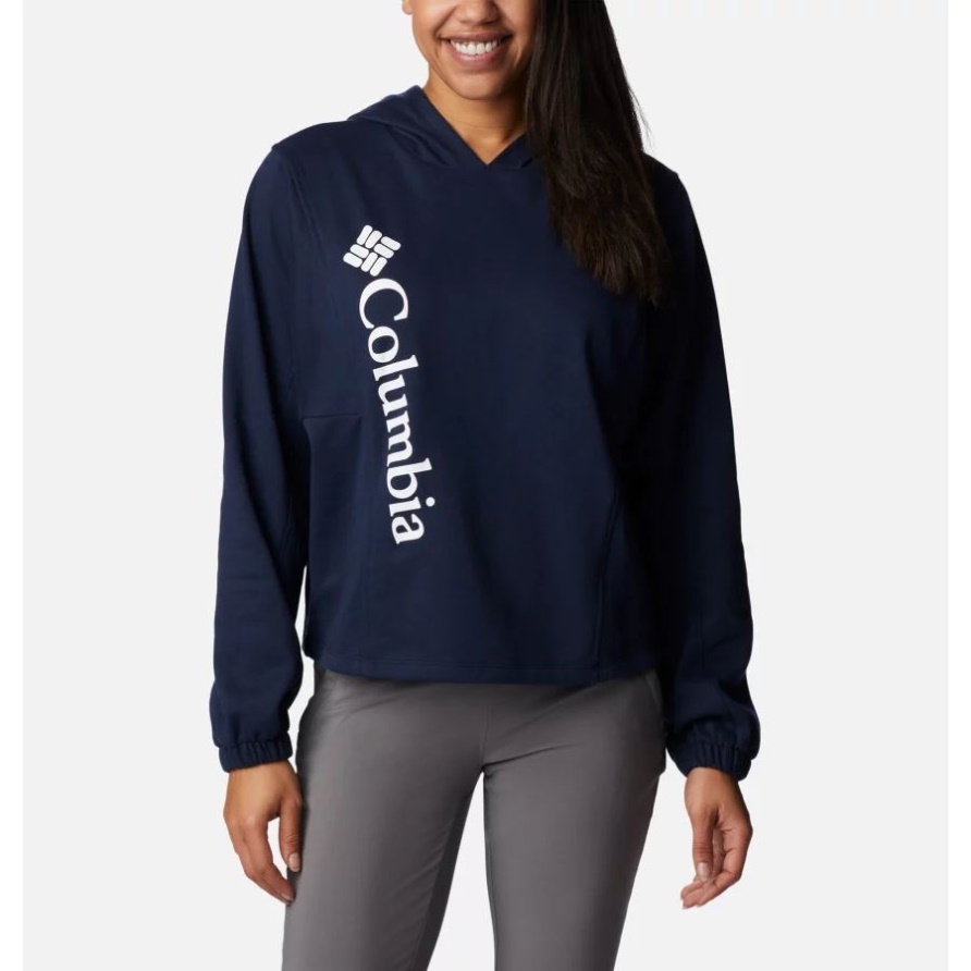 Collegiate Navy/weißes Logo Columbia Columbia Trek Saison-Hoodie Aus French Terry Für Damen
