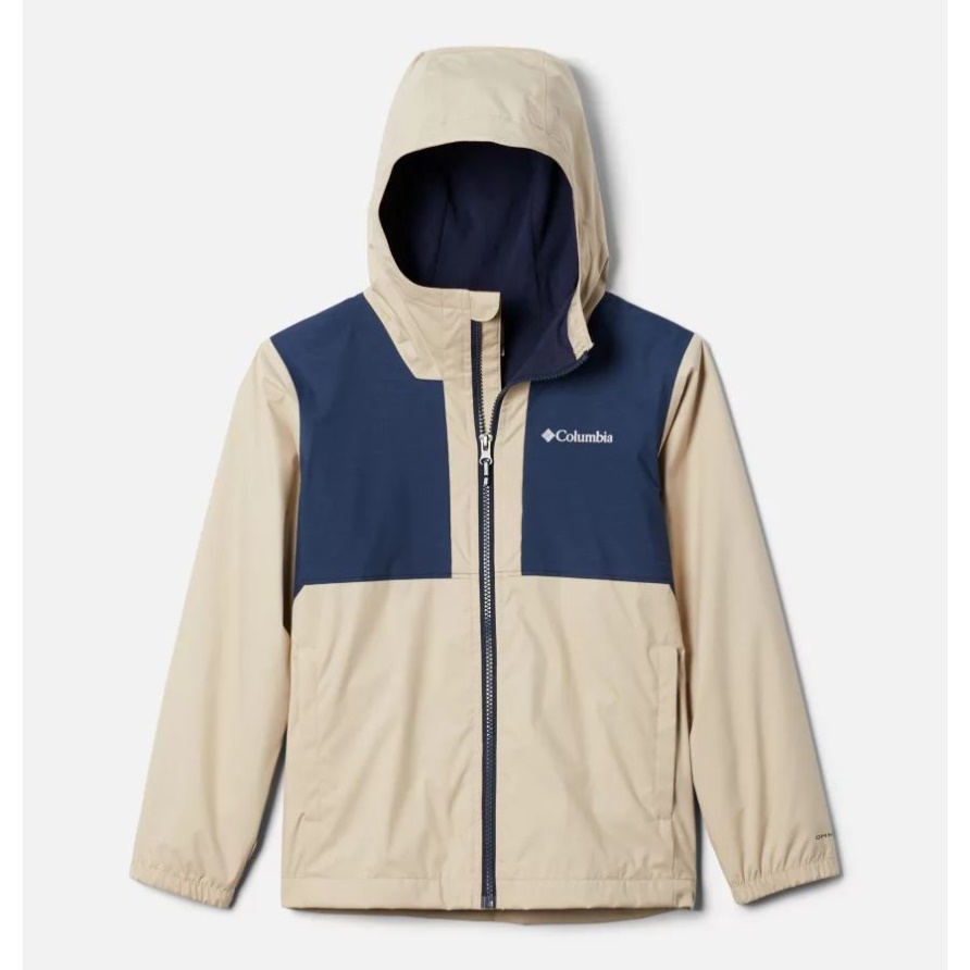 Columbia Ancient Fossil/Collegiate Navy Slub Fleece Gefütterte Jacke Für Jungen Mit Regenspuren