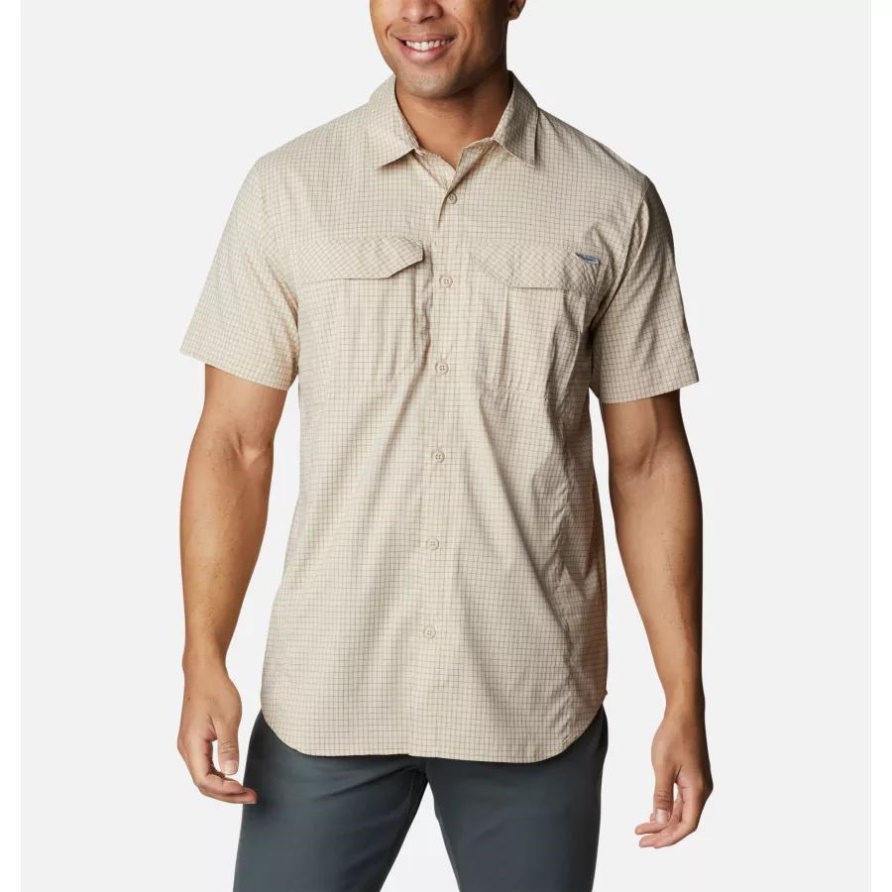 Columbia Old Fossil/quiet Grid Mens Silver Ridge Lite Kariertes Kurzarmhemd