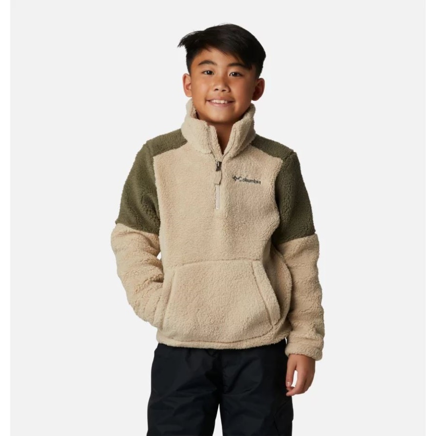 Columbia Ancient Fossil/Stone Green Robuster Ridge III Sherpa-Pullover Mit Halbem Reißverschluss Für Jungen