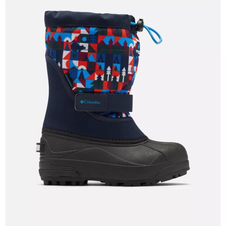 Columbia Schneestiefel Mit Aufdruck Powderbug Plus II Für Große Kinder In Collegiate Navy/Static Blue