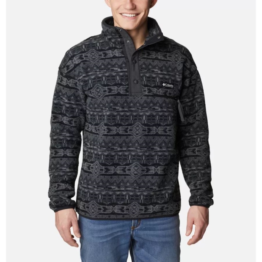 Columbia Black 80er-Streifendruck Herren-Helvetia-Halbdruck-Fleece