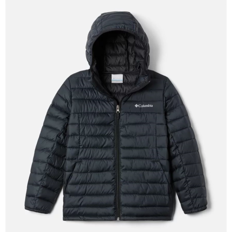 Columbia Black Kapuzenjacke Mit Silberfarbenen Fällen Für Jungen