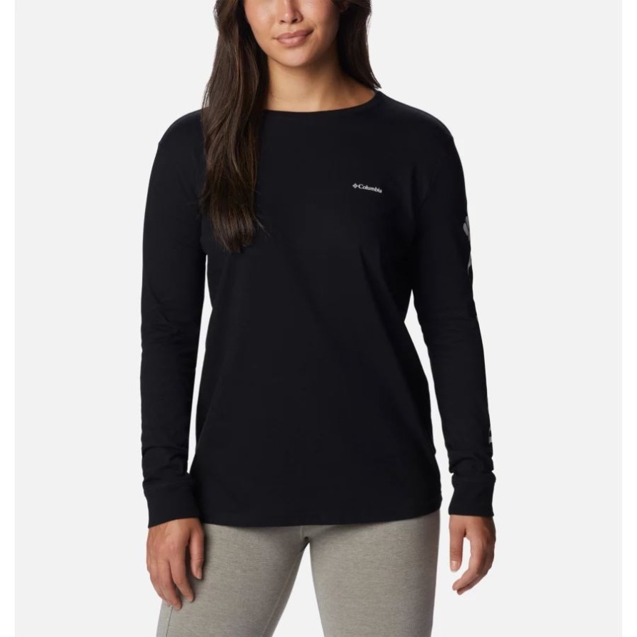 North Cascades Langarm-T-Shirt Für Damen Mit Columbia Black/CSC Logo