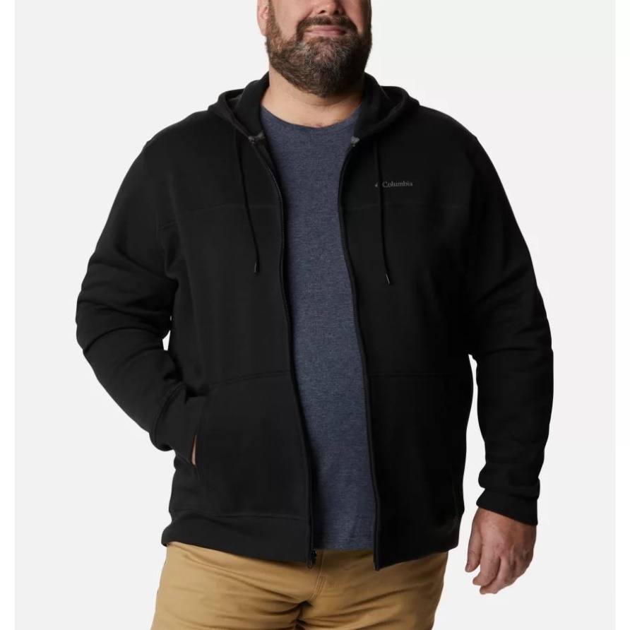Columbia Black/csc Sleeve Logo Herren-Fleece-Hoodie Mit Durchgehendem Reißverschluss Und Columbia-Logo, Groß