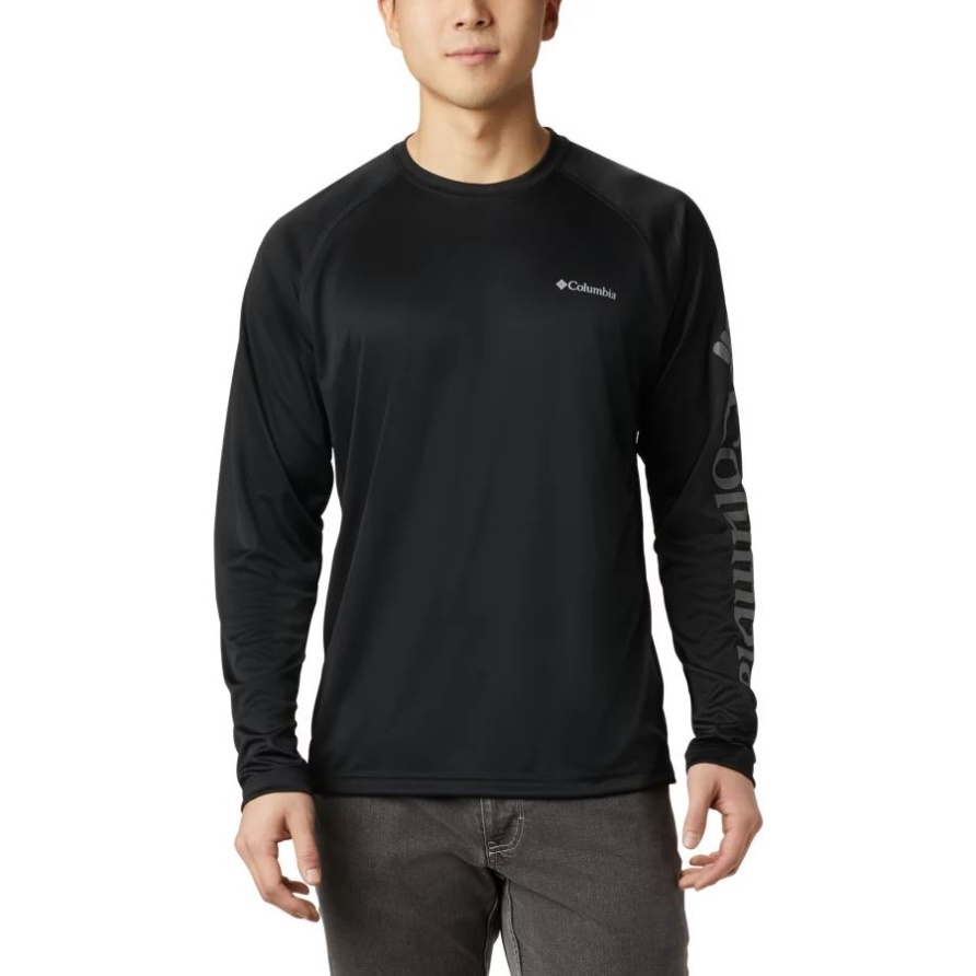 Columbia Black/City Grey Logo Fork Stream Langarmshirt Für Herren Groß