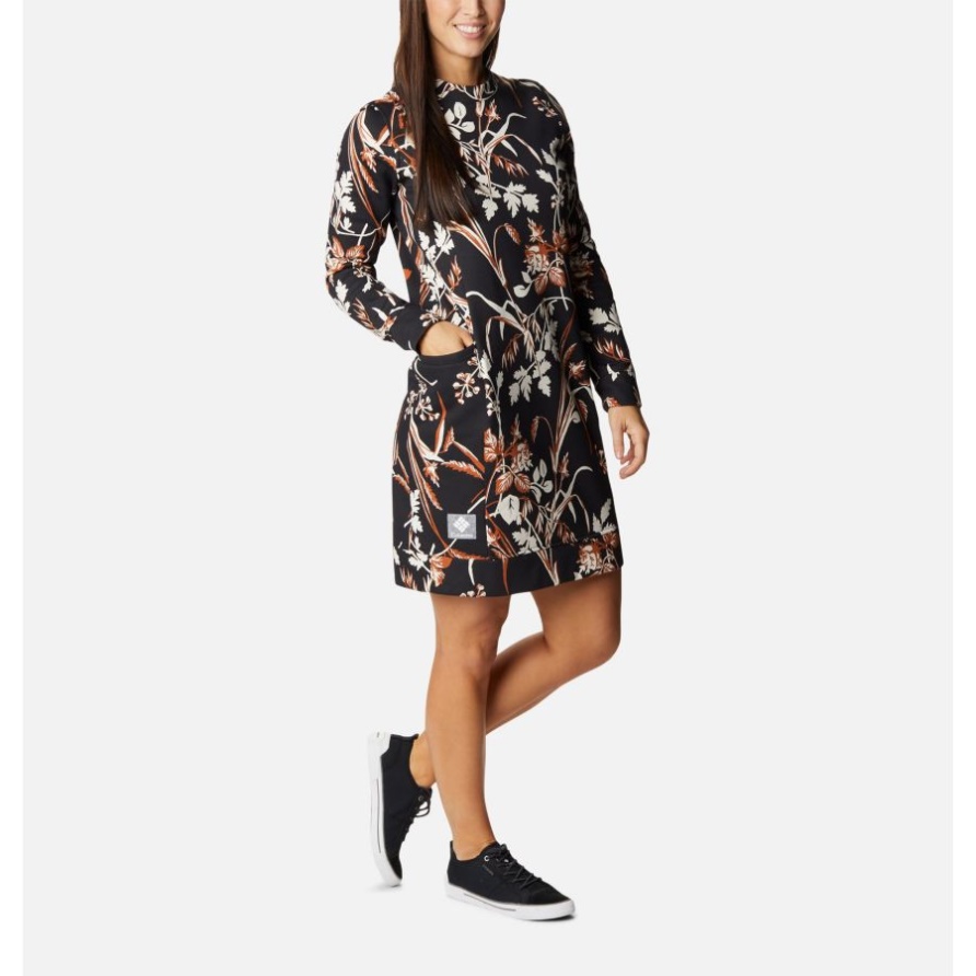Columbia Lodge Kleid Für Damen Mit Schwarzem Fallgrass-Print