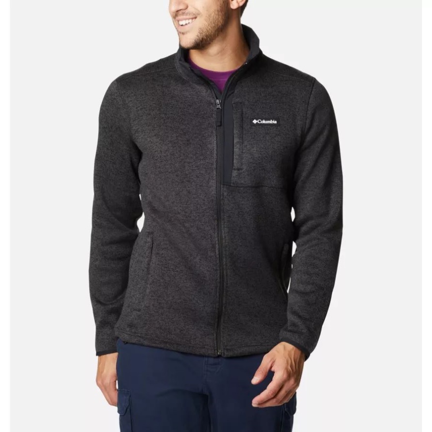 Columbia Schwarz Meliert Herren Pullover Wetter Fleecejacke