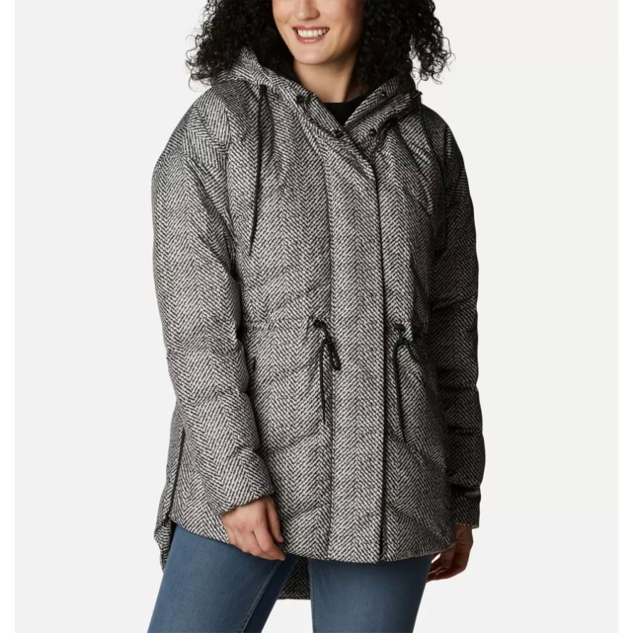 Columbia Black Icy Heights Ii Damen-daunenjacke Mit Fischgrätenmuster