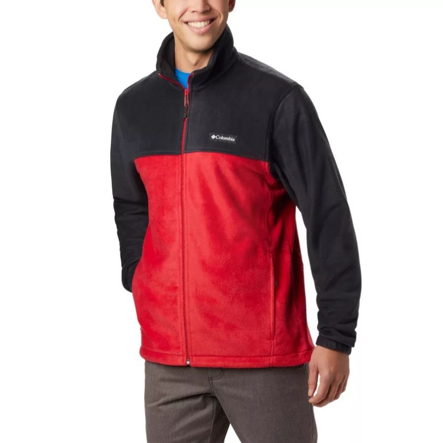 Columbia Black/mountain Red Steens Mountain 2.0-fleecejacke Mit Durchgehendem Reißverschluss Für Herren, Groß