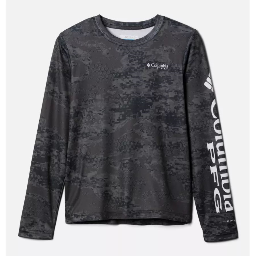 Columbia Black Pfg Camo Print Kinder Pfg Super Terminal Tackle Langarmshirt