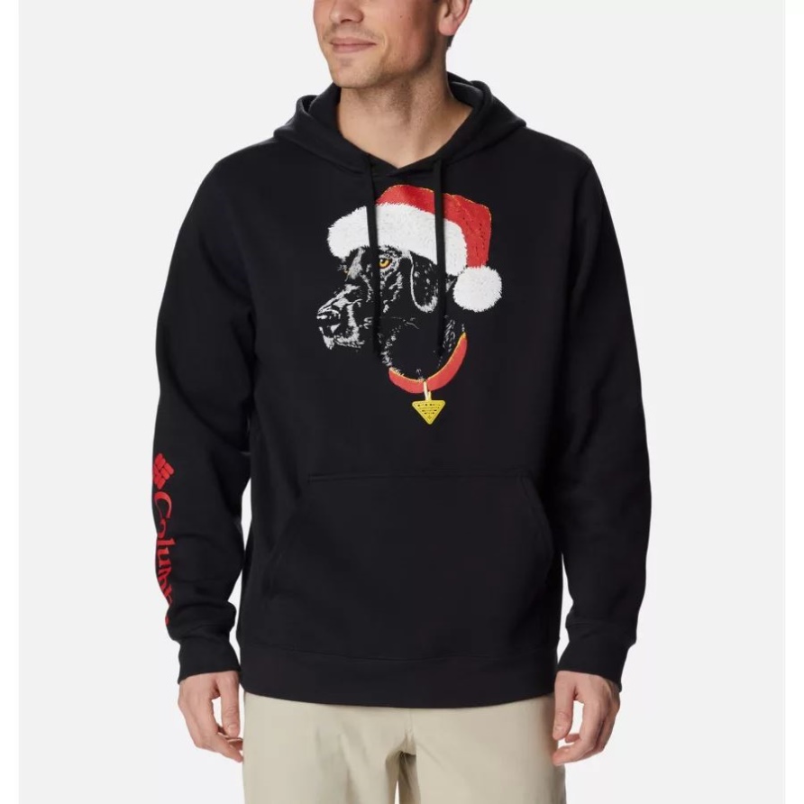 Columbia Schwarz/roter Phg Heritage Hoodie Mit Funken-Weihnachtsmannpfoten Für Herren