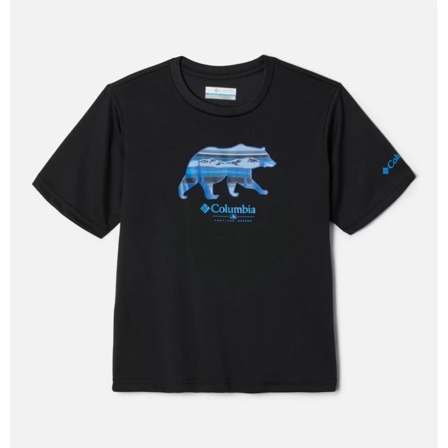 Columbia Black/Scenic Walk Grafik-T-Shirt Mit Grizzly Ridge-Grafik Für Jungen Mit Kurzen Ärmeln