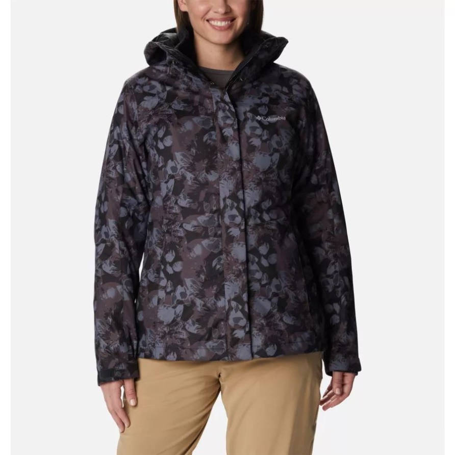 Columbia Black Solarized Tonal Print Damen Tunnel Falls Interchange Jacke