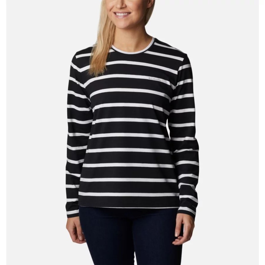 Kolumbien-schwarzer Sonnenschutz-Streifenfrauen Sun Trek-Muster-Langarm-T ​​- Shirt