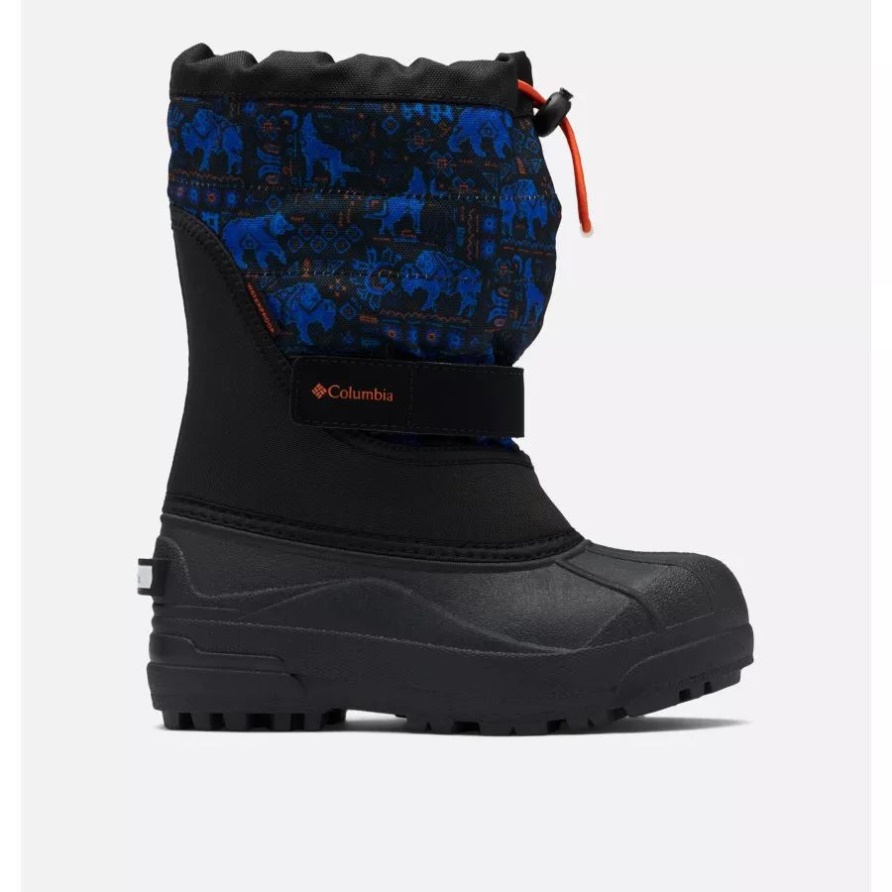 Columbia Schwarz/spritziges Orange Schneestiefel Mit Powderbug Plus Ii-print Für Große Kinder