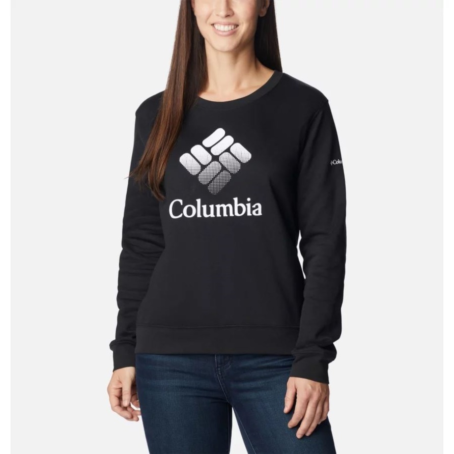 Columbia Schwarz/weiß Csc Gestapeltes Logo Frauen Columbia Trek Grafik-crew-sweatshirt