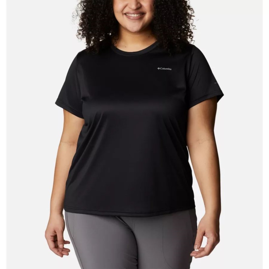 Columbia Schwarz Columbia Hike Kurzarm-Rundhalsshirt Für Damen In Übergröße