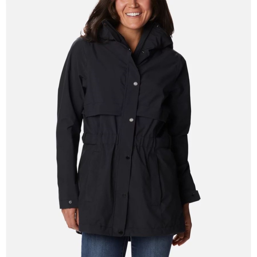Columbia Schwarze Lange Valley-Trenchjacke Für Damen