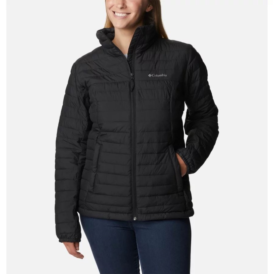 Columbia Black Damenjacke Mit Durchgehendem Reißverschluss In Silber Fällt