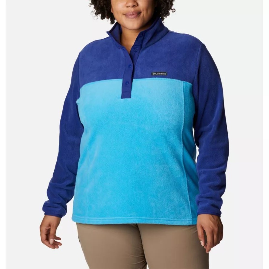 Columbia Blue Chill/dark Sapphire Benton Springs 1/2 Snap Pullover Für Damen In Übergröße