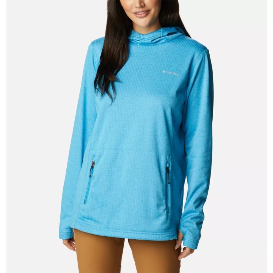 Columbia Blue Chill Heather Damen Park View Fleecepullover Mit Kapuze