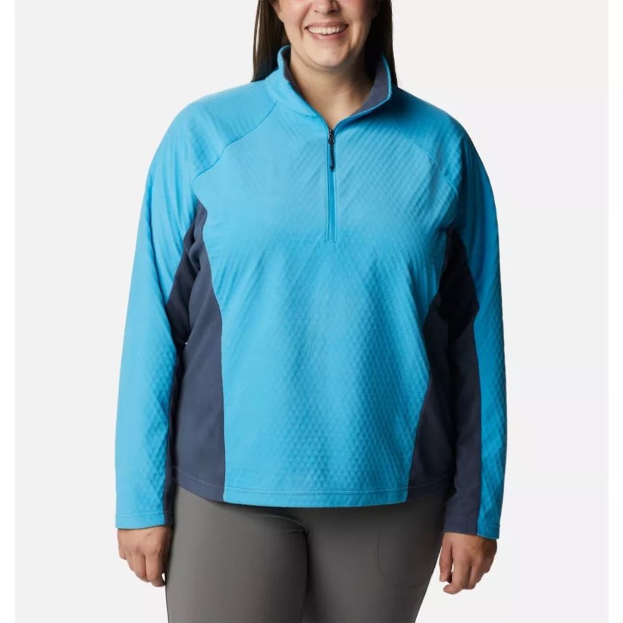 Columbia Blue Chill/nocturnal Damen Oversize Pass Halber Reißverschluss Plus Größe