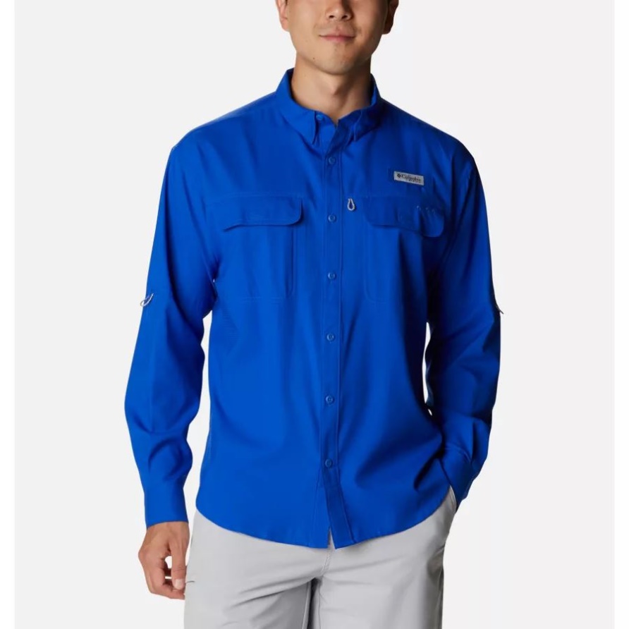 Pfg Skiff Guide Gewebtes Langarmhemd Für Männer In Columbia Blue Macaw