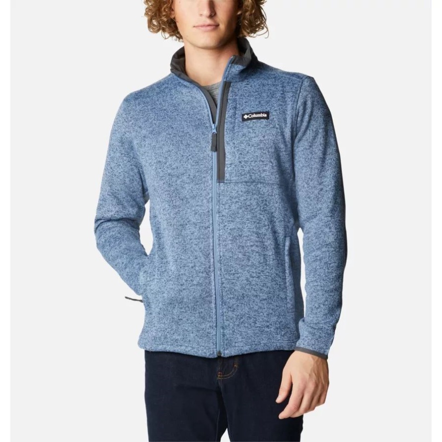 Columbia Bluestone Heather Herren-Pullover Wetterfleece Mit Durchgehendem Reißverschluss Groß