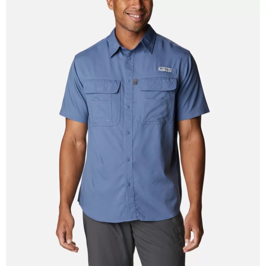 Columbia Bluestone Pfg Drift Guide Gewebtes Kurzarmhemd Für Herren