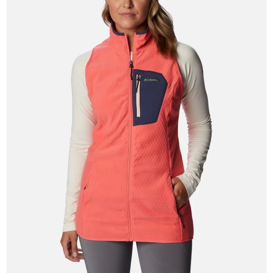 Columbia Blush Pink/Peach Blossom Damen-Weste Mit Outdoor-Tracks