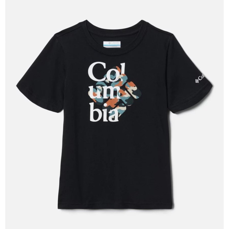 Columbia Basin Ridge Kurzarm-Grafik-T-Shirt Für Jungen, Schwarz/Interlace-Camouflage