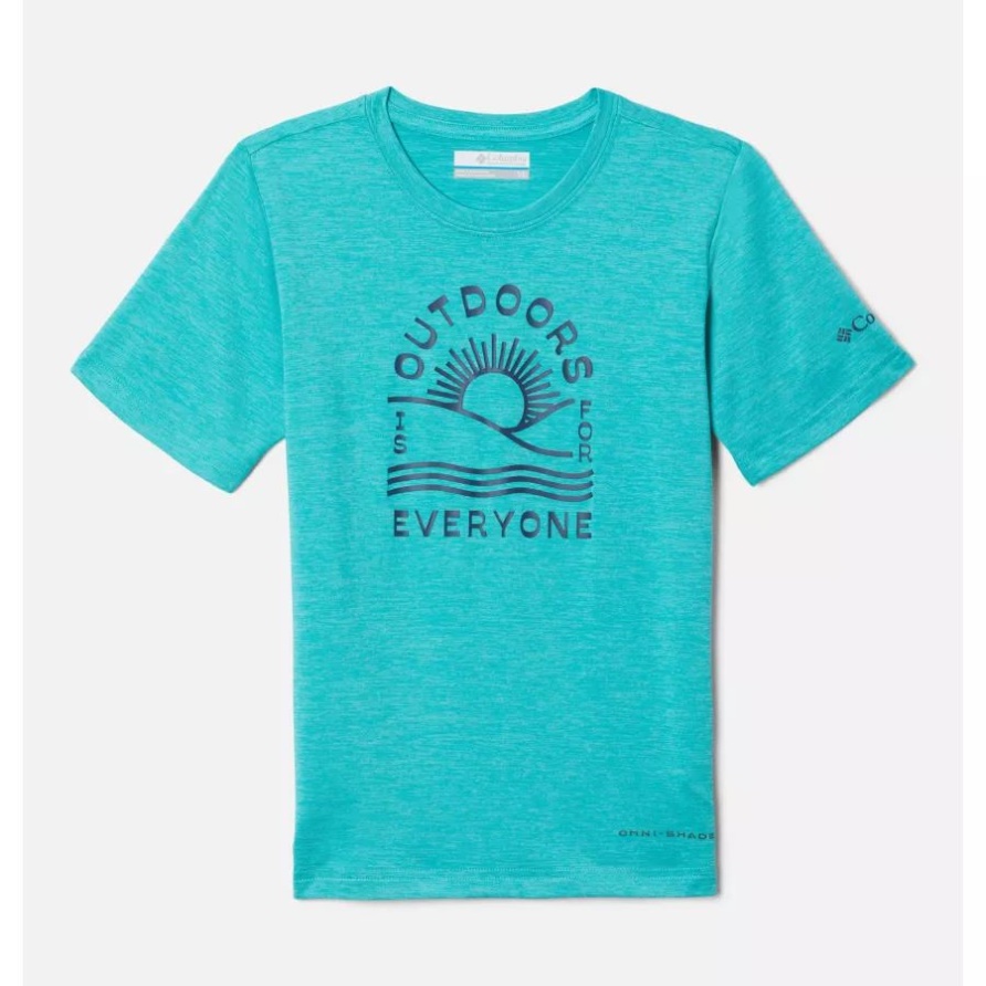 Columbia – Kurzarm-shirt „mount Echo“ Für Jungen, Helles Aqua, Hthr/outdoors, Alle Grx