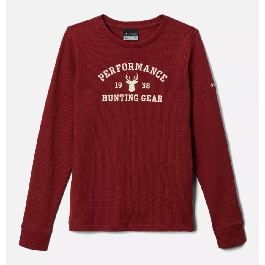 Columbia Jungen PHG Roughtail University Waffle Langarmshirt Roter Jaspis/Kreide - Buck