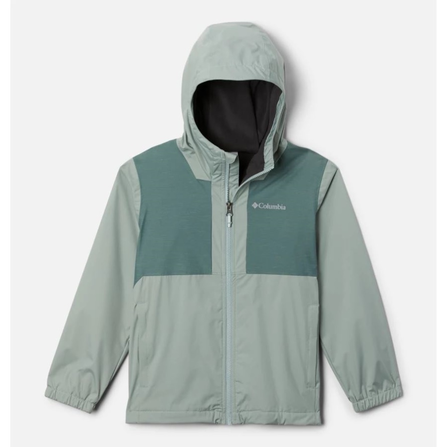 Columbia Rainy Trails Jacke Mit Fleecefutter Für Jungen Niagara/Metal Slub