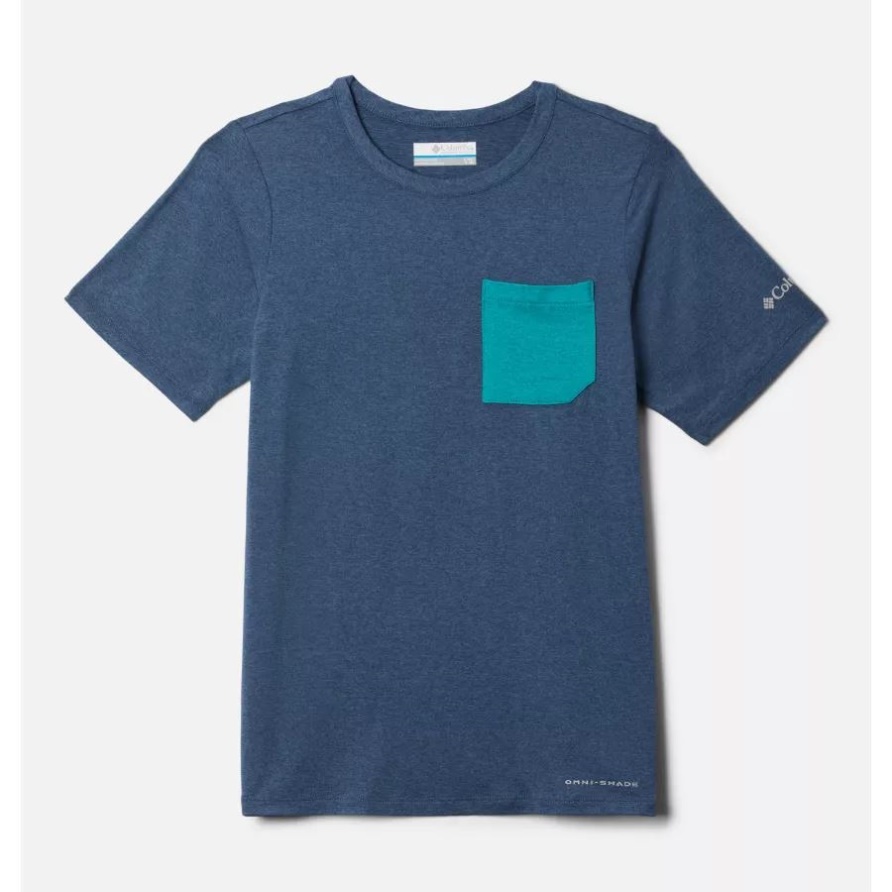 Columbia Tech Trail T-shirt Für Jungen Dark Mountain Heather/bright Aqua Hthr