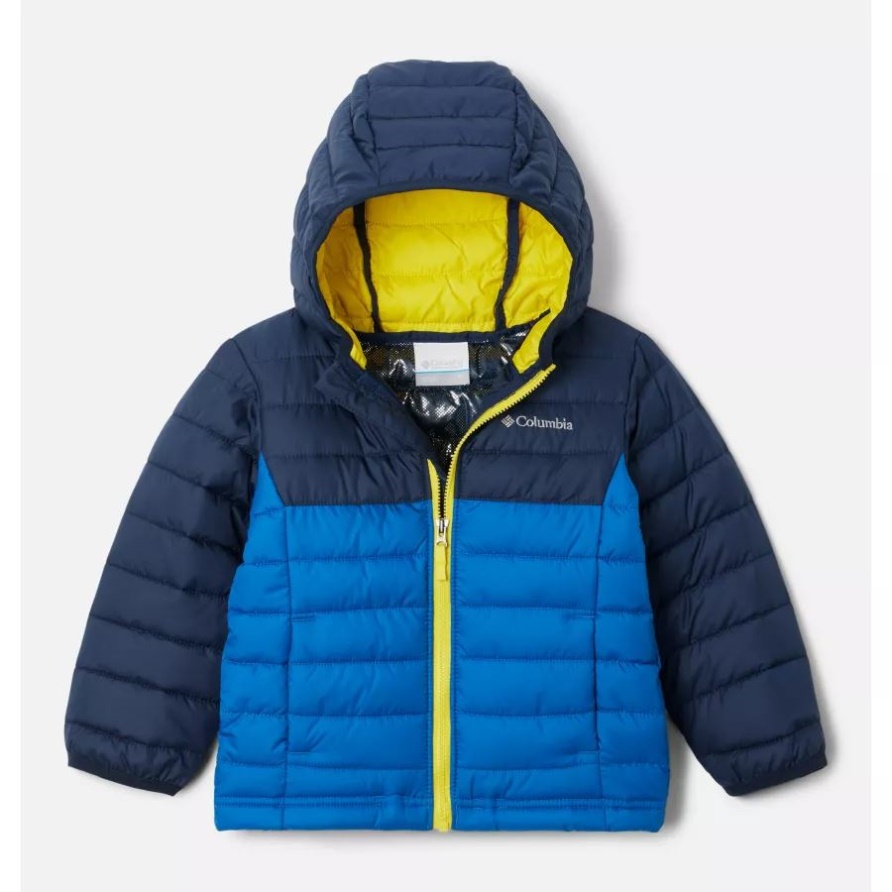 Columbia Puder Lite Kapuzenjacke Für Jungen Bright Indigo/Coll Navy/Laser Lemon