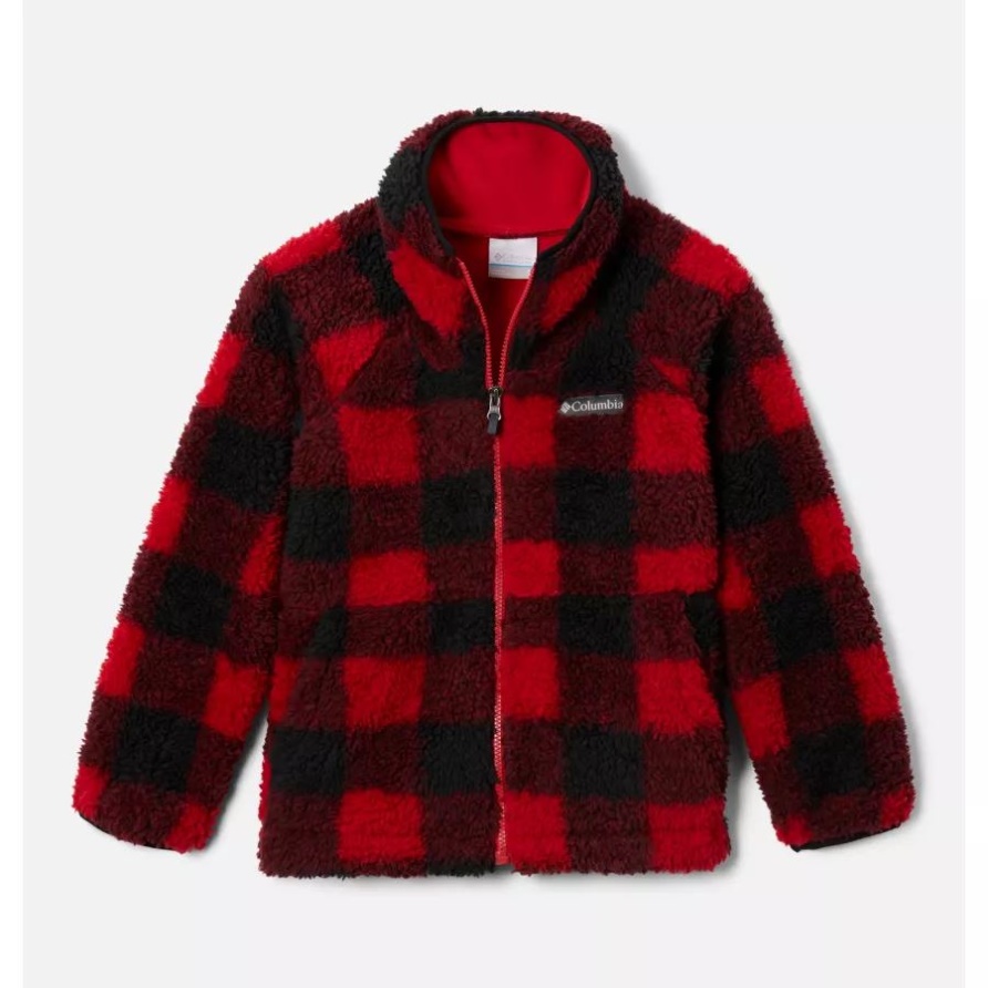 Columbia Winterpass Bedruckte Sherpa-fleecejacke Für Jungen Mountain Red Check