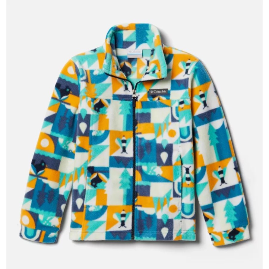Columbia Zing III Bedruckte Fleecejacke Für Jungen Deep Marine Summer Escape