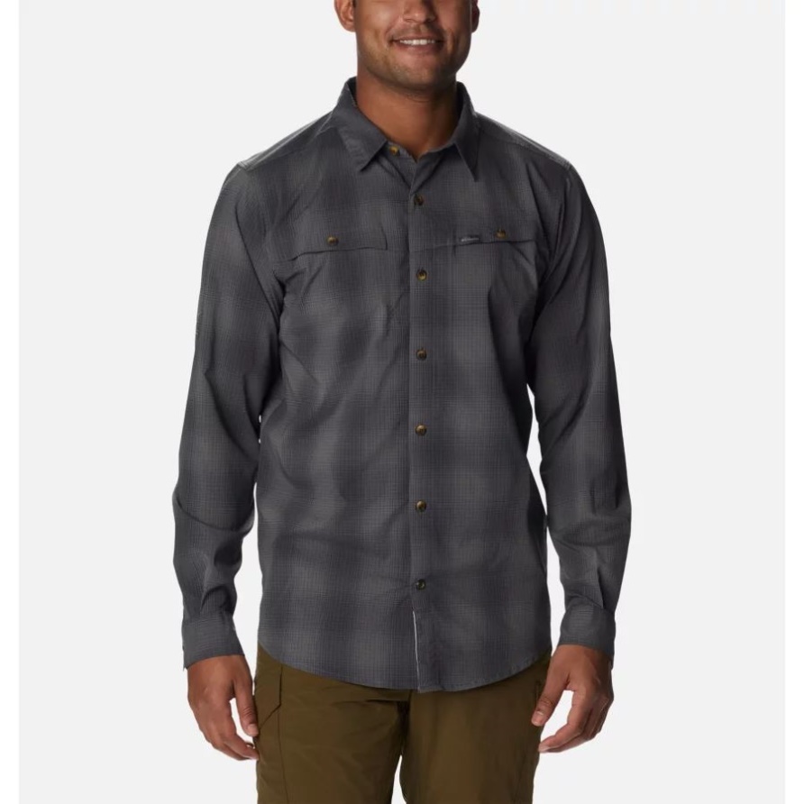 Columbia Brand City Grey Soft Ombre Herren Newton Ridge Ii Kariertes Langarmhemd