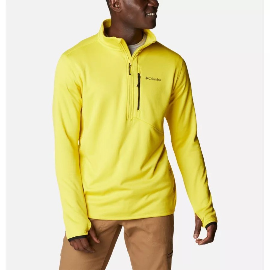 Columbia Brand Laser Lemon Heather Park View Fleece-Pullover Mit Halbem Reißverschluss Für Herren
