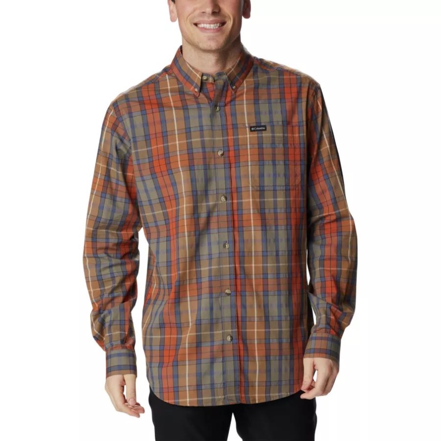 Columbia Brand Steingrün 2 Multi Kariertes Rapid Rivers Ii Langarmhemd Für Herren