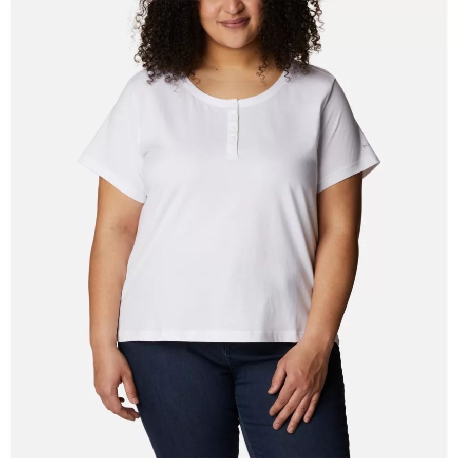 Columbia Brand Damen Sapphire Point Henley Plus Size Weiß
