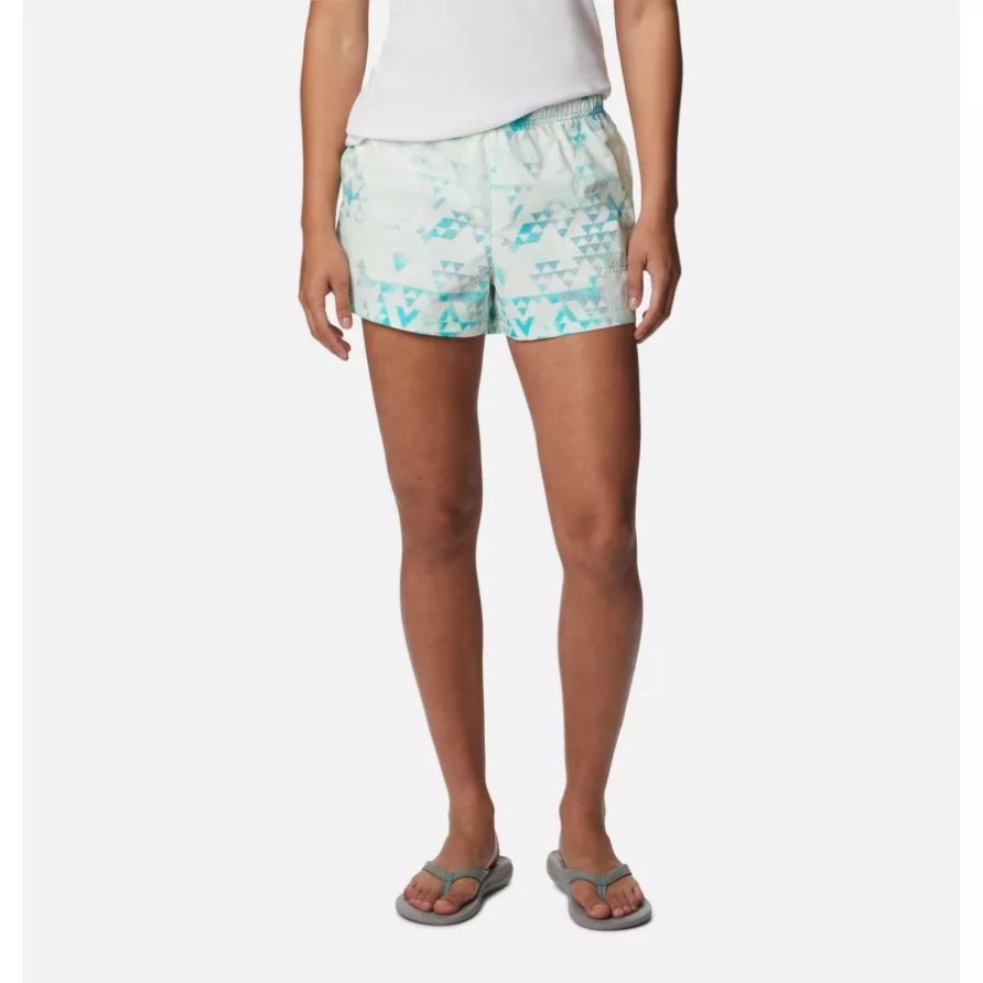 Columbia Bright Aqua/Distant Peaks Sandy River II Bedruckte Shorts Für Damen