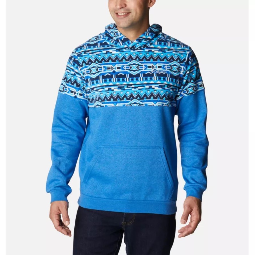 Columbia Hell Indigo Melierter 80er-Streifendruck Columbia Trek Bedruckter Herren-Hoodie
